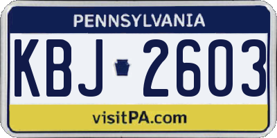 PA license plate KBJ2603