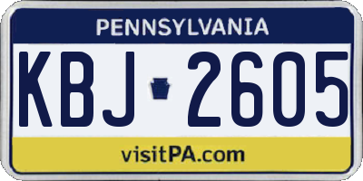 PA license plate KBJ2605