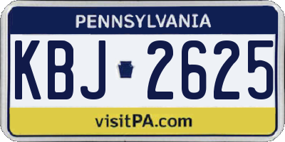 PA license plate KBJ2625
