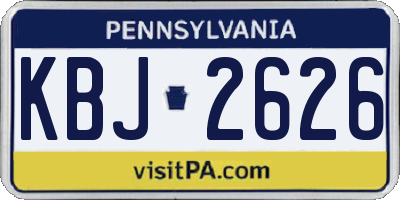 PA license plate KBJ2626