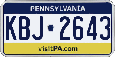 PA license plate KBJ2643
