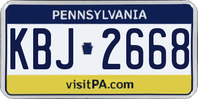 PA license plate KBJ2668