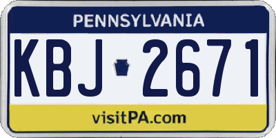 PA license plate KBJ2671