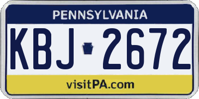 PA license plate KBJ2672