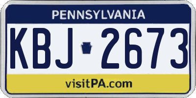 PA license plate KBJ2673