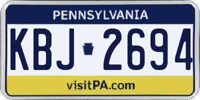PA license plate KBJ2694
