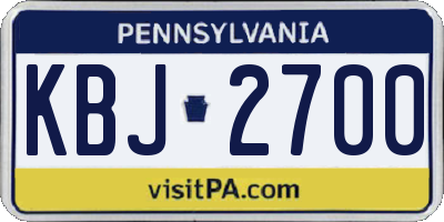 PA license plate KBJ2700