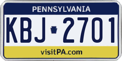 PA license plate KBJ2701
