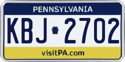 PA license plate KBJ2702