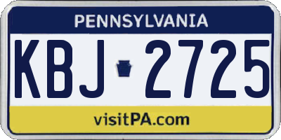 PA license plate KBJ2725