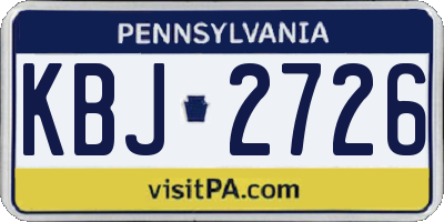 PA license plate KBJ2726
