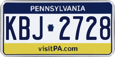 PA license plate KBJ2728