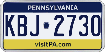 PA license plate KBJ2730