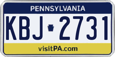 PA license plate KBJ2731