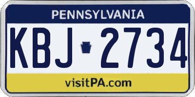 PA license plate KBJ2734