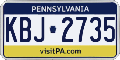 PA license plate KBJ2735