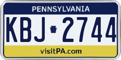 PA license plate KBJ2744