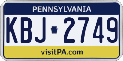 PA license plate KBJ2749