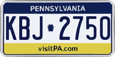 PA license plate KBJ2750