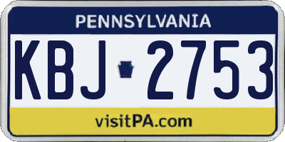 PA license plate KBJ2753