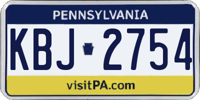PA license plate KBJ2754