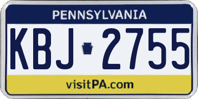 PA license plate KBJ2755