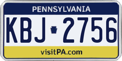 PA license plate KBJ2756
