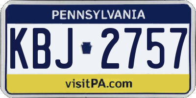 PA license plate KBJ2757