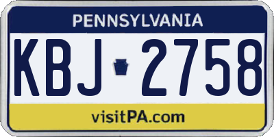 PA license plate KBJ2758