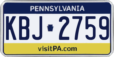 PA license plate KBJ2759