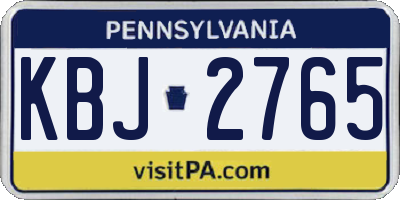 PA license plate KBJ2765