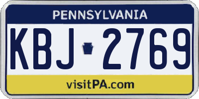 PA license plate KBJ2769