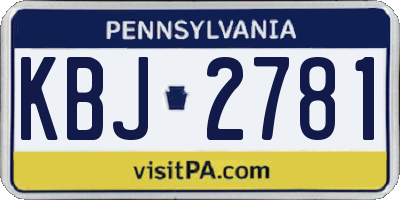 PA license plate KBJ2781