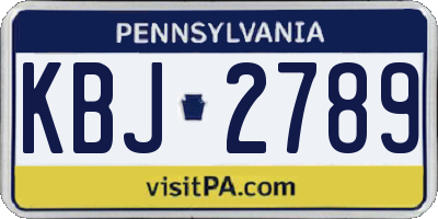 PA license plate KBJ2789