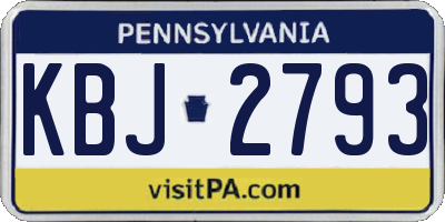 PA license plate KBJ2793