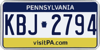 PA license plate KBJ2794