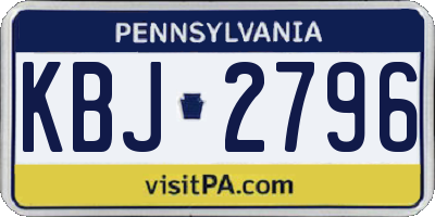 PA license plate KBJ2796