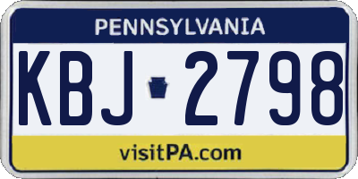 PA license plate KBJ2798