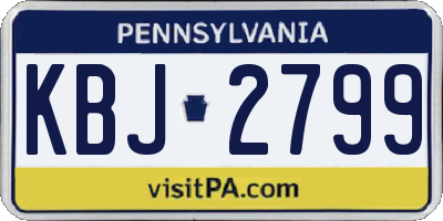 PA license plate KBJ2799