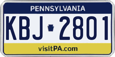 PA license plate KBJ2801
