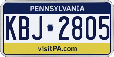 PA license plate KBJ2805