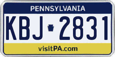 PA license plate KBJ2831