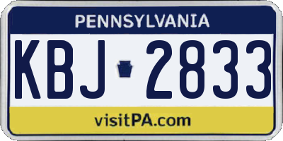 PA license plate KBJ2833