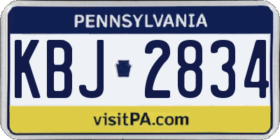 PA license plate KBJ2834