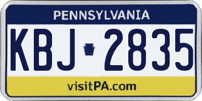 PA license plate KBJ2835
