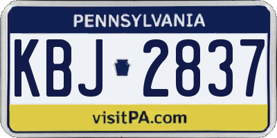 PA license plate KBJ2837