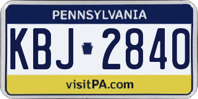 PA license plate KBJ2840