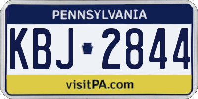 PA license plate KBJ2844