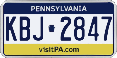 PA license plate KBJ2847