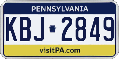 PA license plate KBJ2849